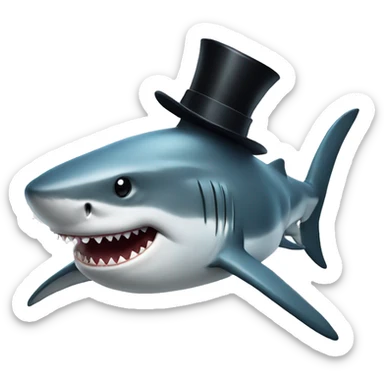 Shark with a top hat sticker