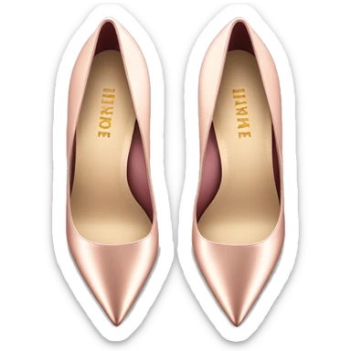 Realistic isolated top view of a pair of light rose gold spikey pointed toe high heel shoes.  sticker