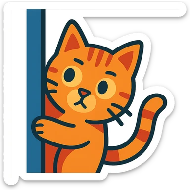 a curious cat peeking around a corner sticker