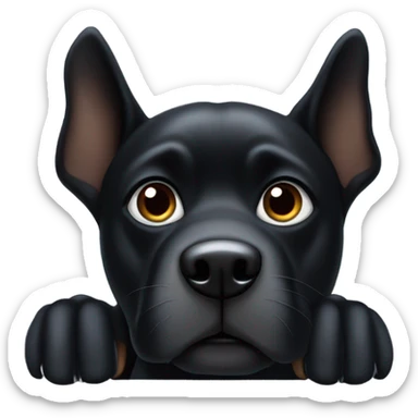 Black dog watching the Super Bowl with ears standing straight up  sticker