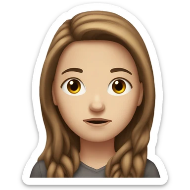 white girl with brown long hair looking sad sticker