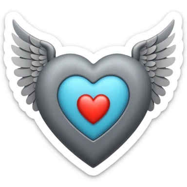 grisgray heart with wings sticker