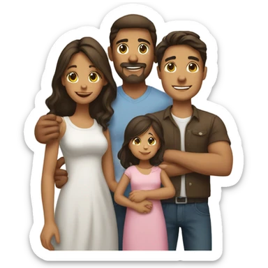 brunette Family mom dad baby girl sticker