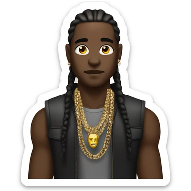 tough, dark skinned man with jewelry and cornrows, edgy, celebrity, rapper. sticker