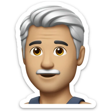 memoji of andrew huberman muscular silver hair, v neck sticker