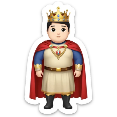 Full body of chubby Francisco I with black hair, royal king standing in royal attire with crown and cape sticker