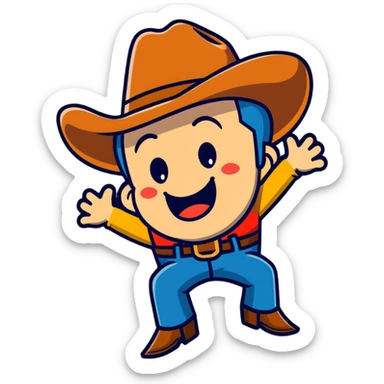 crying laughing upside down cowboy sticker