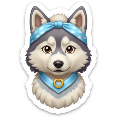 husky with head ribbon and shirt sticker