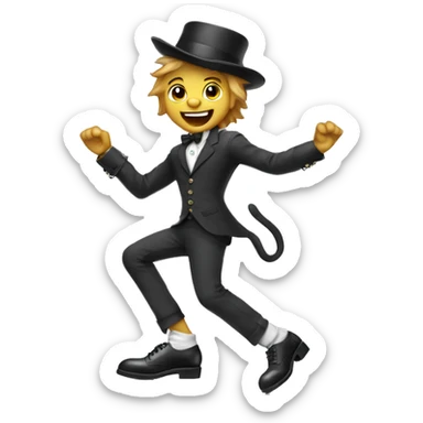 Silly cat boy with tap dancing shoes sticker