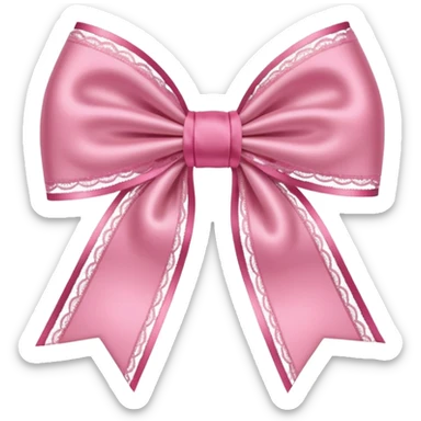 pink coquette bow with a heart-shaped center, lace accents, romantic and cute sticker