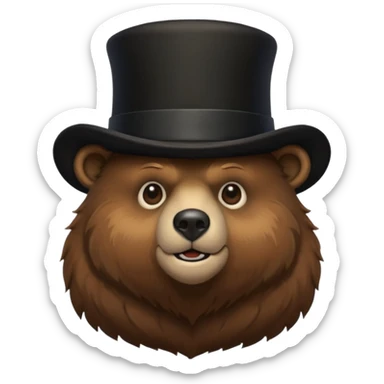 Bear with a full black tophat sticker