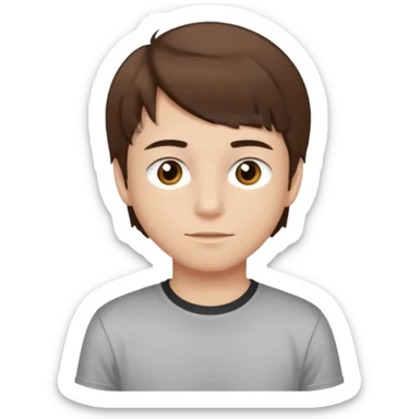 Teen Boy, straight brown hair, brown eyes, white skin. sticker