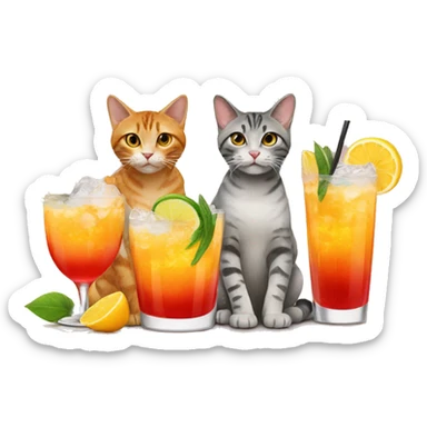 four cats drinking cocktails sticker