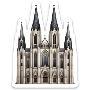 Cinematic Realistic Cologne Cathedral Landmark Emoji, showcasing Gothic architecture rendered with detailed stone textures and majestic, dynamic lighting. two tall  tall towers on either side sticker