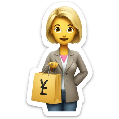 mom with a shopping bag with money symbol ey sticker