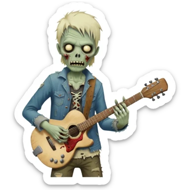 zombie guitarist sticker