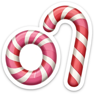 Red and pink swirled candy cane sticker