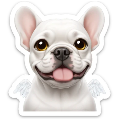 White Frenchie with angel wings sticker