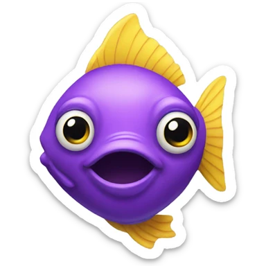 Yellow and purple fish  sticker