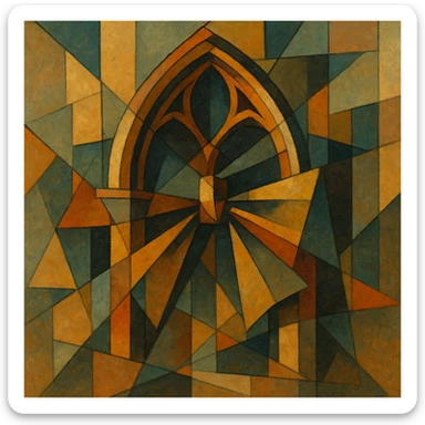 gothic bow, cubist abstraction style sticker