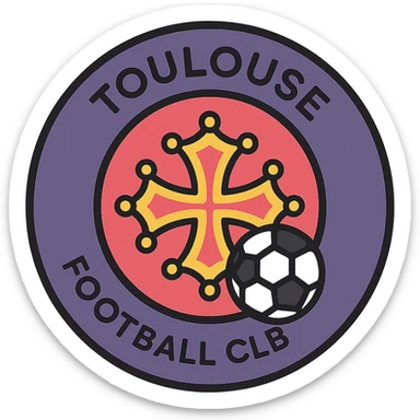 Toulouse club football logo as a modern icon, clean lines, simple shapes, minimal color palette, easily recognizable, suitable for app or web use sticker