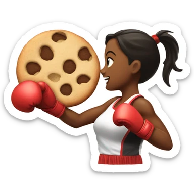 boxing girls punching a cookie sticker