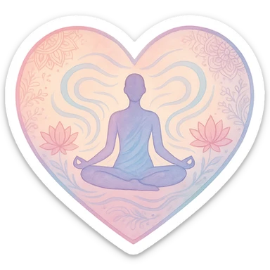 heart with a yoga and meditation theme sticker