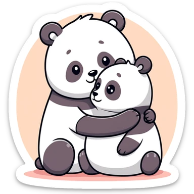 Bear and panda love with cute background  sticker