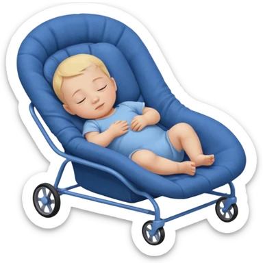 Sleeping like a baby in small sleeping chair and that chair have small wheels sticker