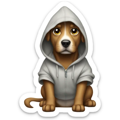 Dog wearing a hoodie sticker