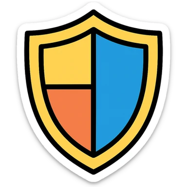 shield icon, colorful lineal icon style, vibrant colors, clear outlines sticker