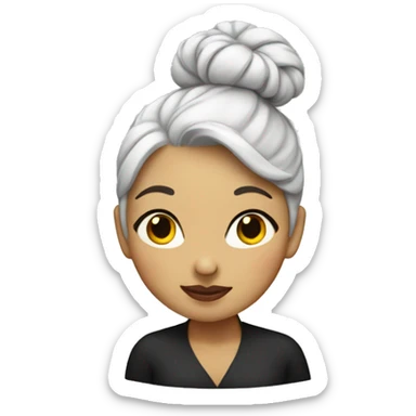 woman with white hair in a bun sends a kiss  sticker