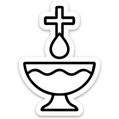 Christian baptism icon, simple outline, no fill sticker