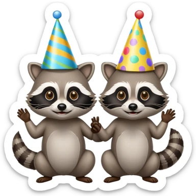 Two raccoons at a party  sticker