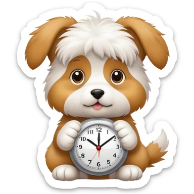 cute puppy holding a digital clock sticker