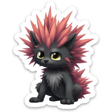 Dark Edgy Cool Fluffy Spiky FurSona Fakemon Full Body sticker