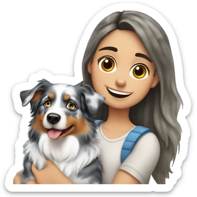 Blue Merle Australian shepherd with a girl  sticker