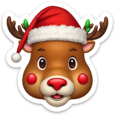 Christmas reindeer face with christmas accessories sticker