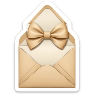 an open beige envelope with a bow with a letter sticking out of it sticker