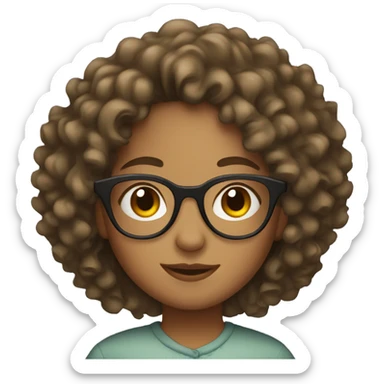 Curly-haired girl with glasses sticker
