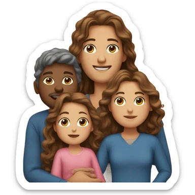 long brown wavy hair girlWith husband and two baby boys sticker