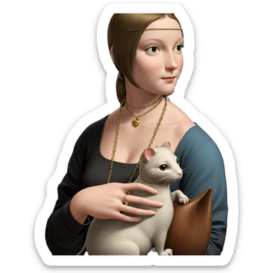 girl holding mouse and necklace sticker
