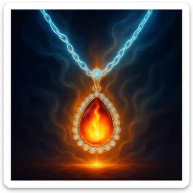 Replace the dark void with a small, powerful flame inside the pendant sticker