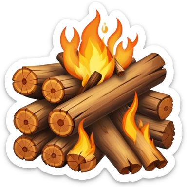 campfire with logs and flames sticker