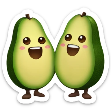 2 avocados holding hands sticker