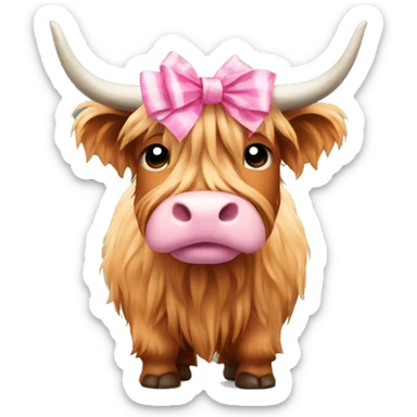 Highland cow with pink bow sticker