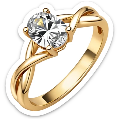Engagement ring with oval diamond and gold twisted band sticker