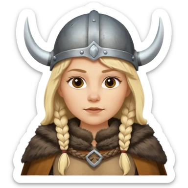 Viking woman with fur cape and helmet sticker