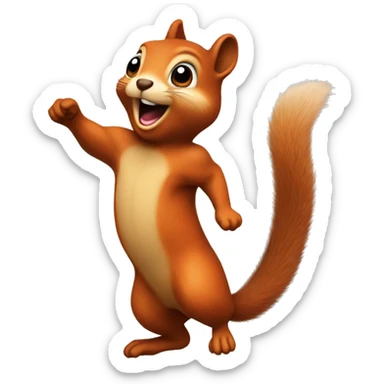 jumping squirrel, orange burn sticker