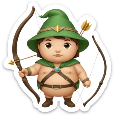 a cute and extremely fat and round robin that looks like robin hood sticker
